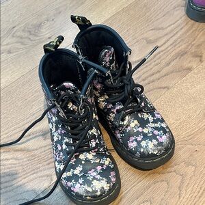Dr. Martens Black Floral Kids Boots